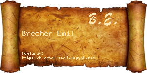 Brecher Emil névjegykártya